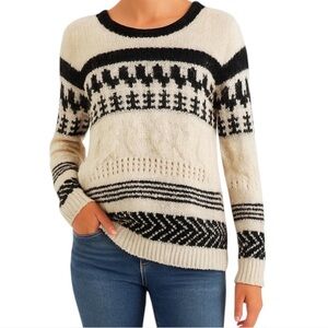 American Eagle Outfitters Black and Cream Knit Sweater